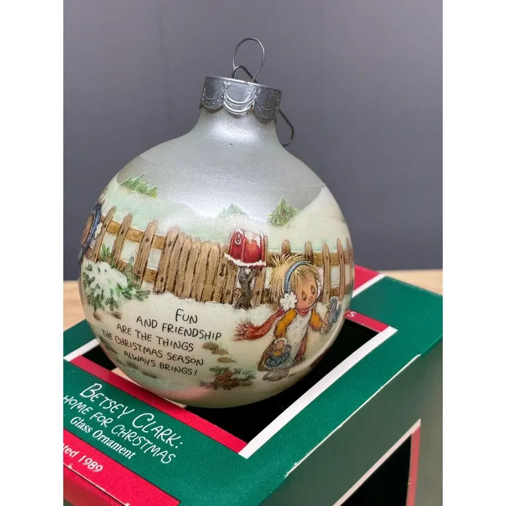 Hallmark Betsey Clark 1989 Glass Ornament | Home for Christmas | Vintage